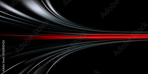 Future tech. Glowing blurred light red stripes in motion over on background. Magic moving fast lines. Design element 