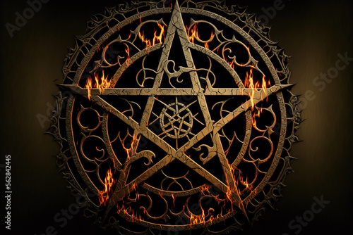 Satanic symbol, pentagram or star. Demon or devil symbol. Generative AI. photo