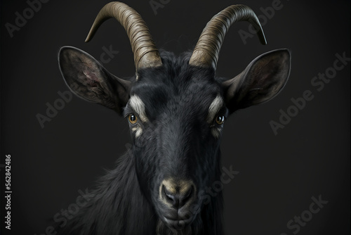 Satanic symbol, black goat. Demon or devil symbol. Generative AI.