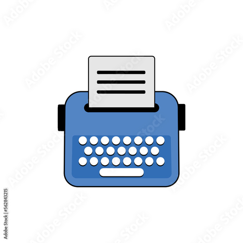 illustration of a printer. vector illustration. blue typewriter. logo or flat icon, sign. Fax. copy. paper. polygraphy. print. a printer. business