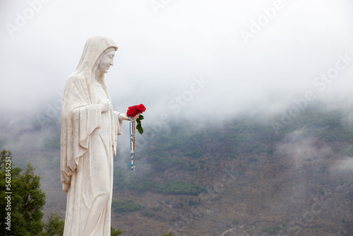 Quadro em tela Statue of the Blessed Virgin Mary on Mount Podbrdo, the Apparition hill overlooking the village of Medjugorje in Bosnia and Herzegovina