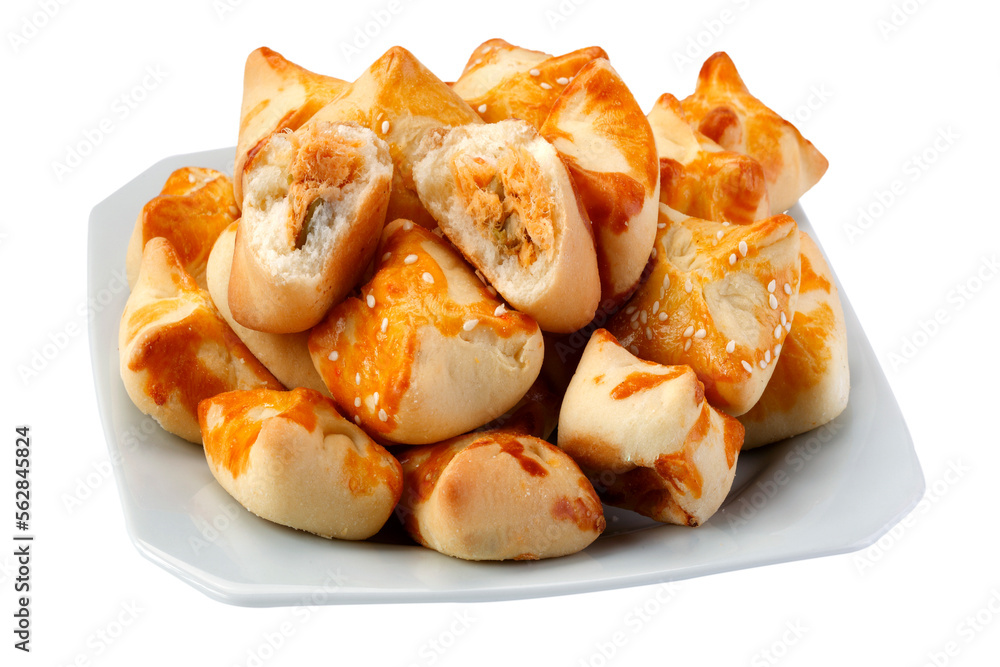 Arabian esfiha of chicken, esfirra Brazilian snack Arabian esfiha of chicken, esfirra Brazilian snack