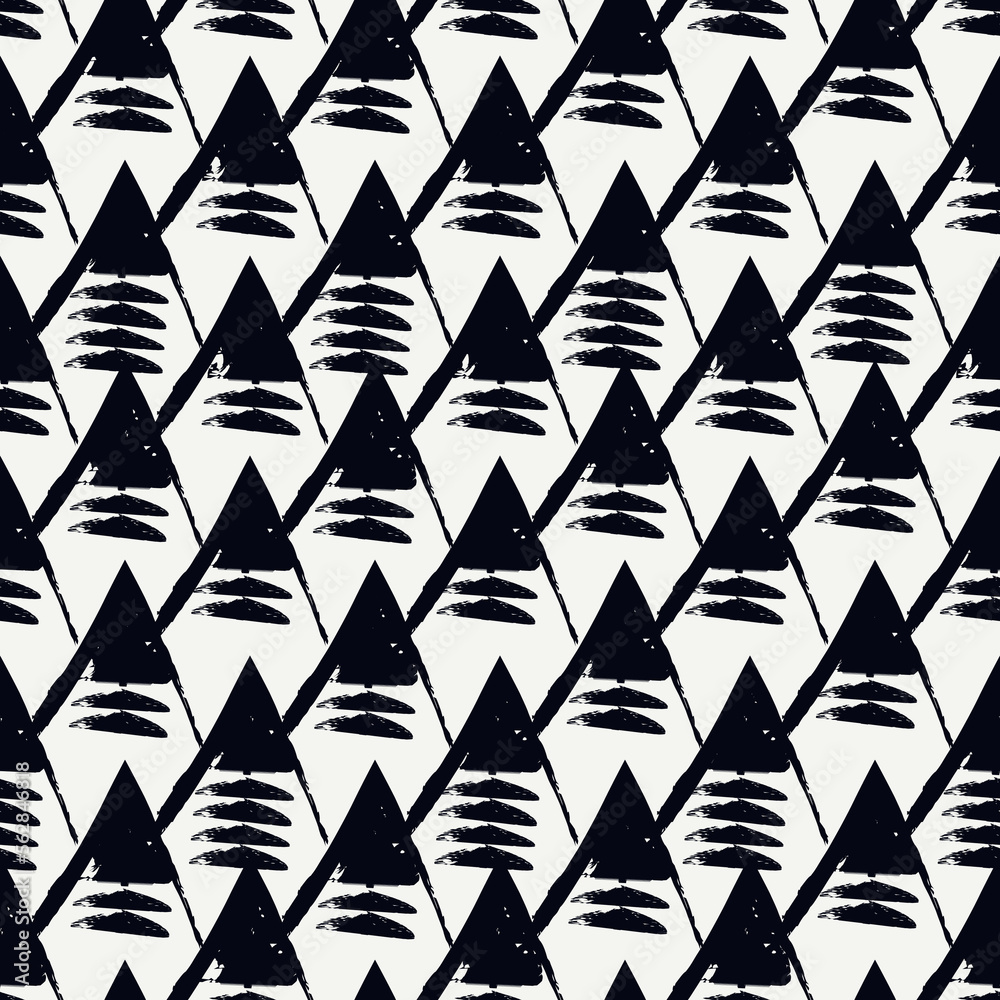 Fototapeta premium Paint brush squama seamless pattern. Asian traditional ornament. Repeated scallops. Fish scale wallpaper. Japanese motif. Ethnic image. Geometrical digital paper. Tribal textile print. Vector work