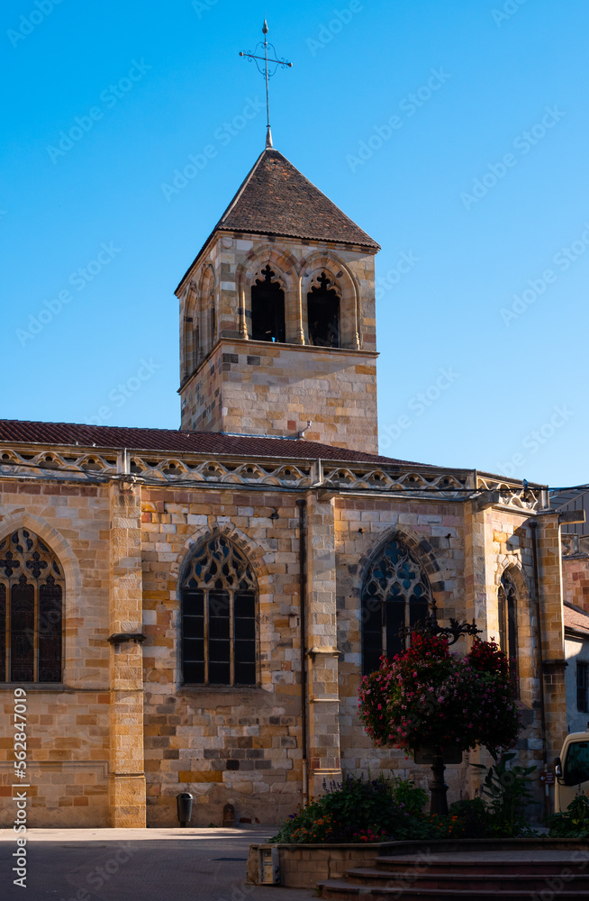 Church of Notre-Dame of Montlucon from outside during daytime. Allier department, central France.