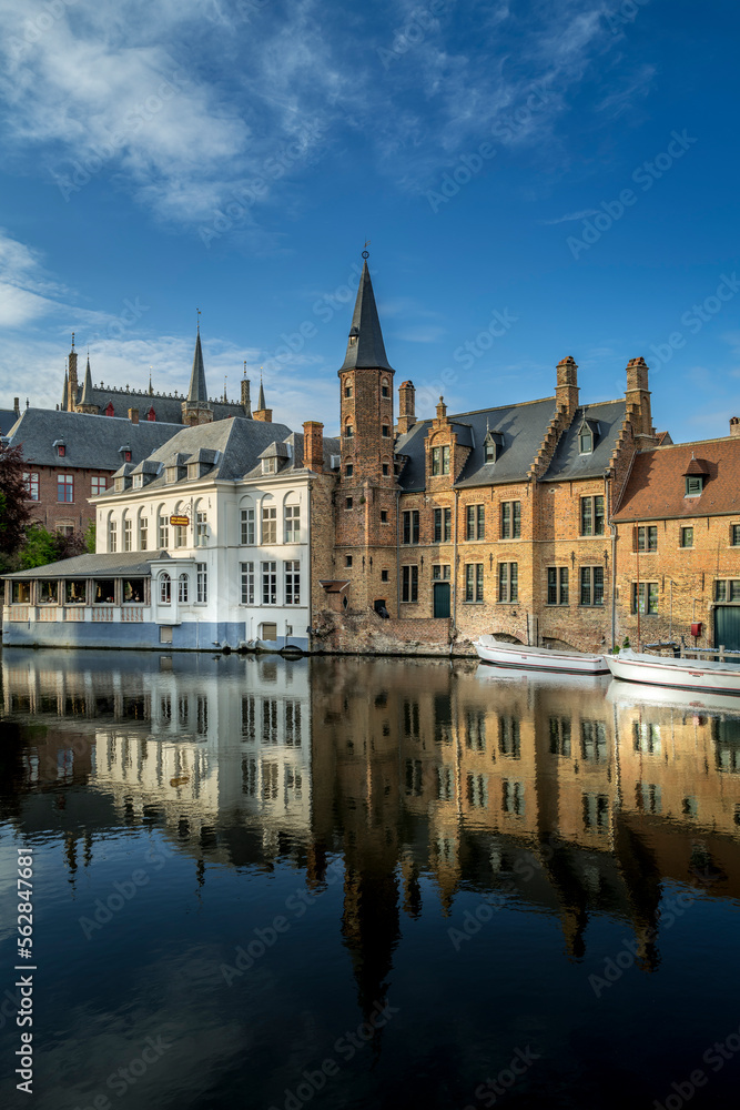 Canal cityscape in Bruges, Belgium