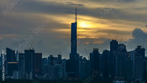 Warisan PNB118 building during sunset dawn. PNB118 is the tallest building in Asia photo