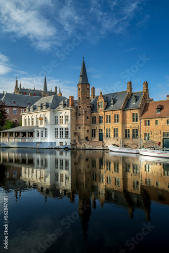 Canal cityscape in Bruges, Belgium