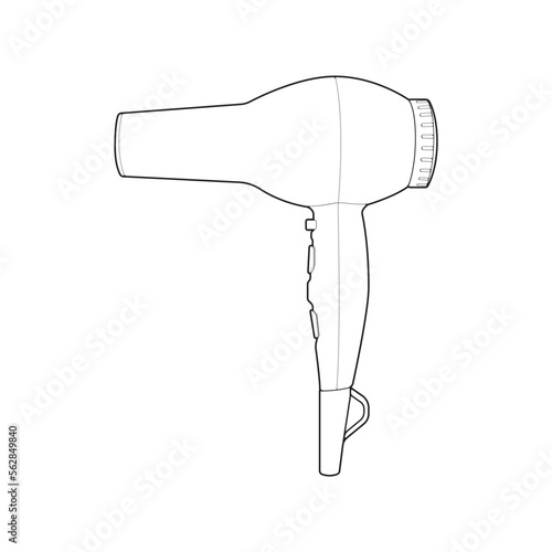 hair dryer line art vector hand drawing, isolated, vector for coloring book.