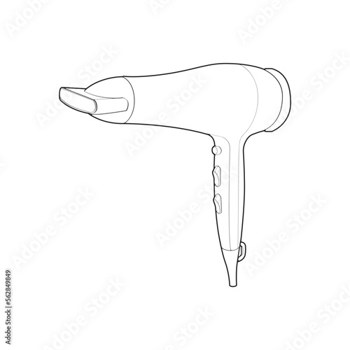 hair dryer line art vector hand drawing, isolated, vector for coloring book.