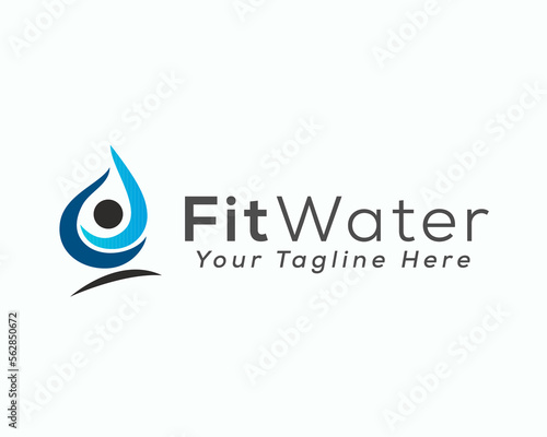 abstract water drop spirit fit health jump logo symbol design template illustration