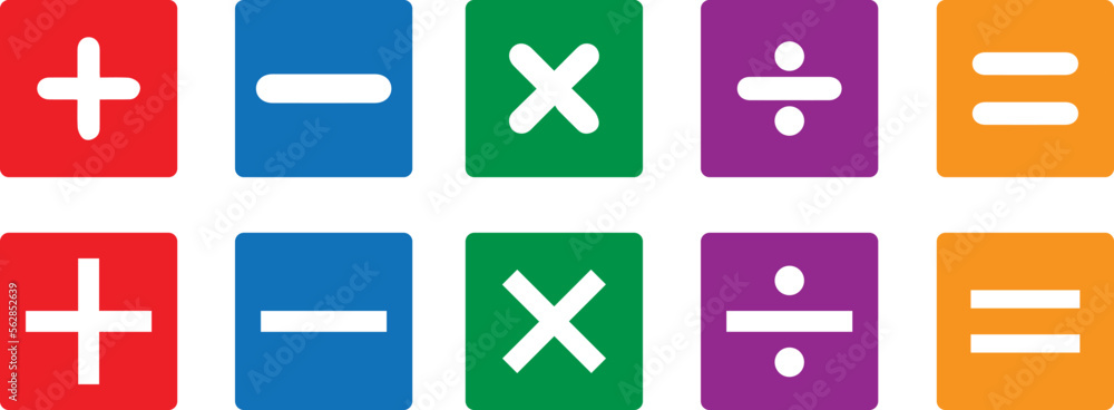 Basic mathematical symbol. Plus and minus icon set. Math symbol ...