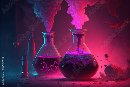 Pink Love Potions in a Chemistry Lab Generative AI