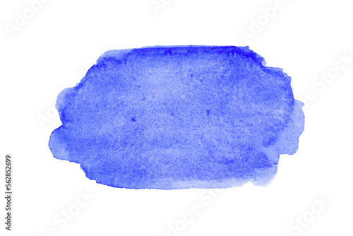 Blue wide watercolor brushstroke backdrop. Hand drawn water strokes, paper texture, isolated abstract spot. Wet brush painted smudge. Design art template. Png