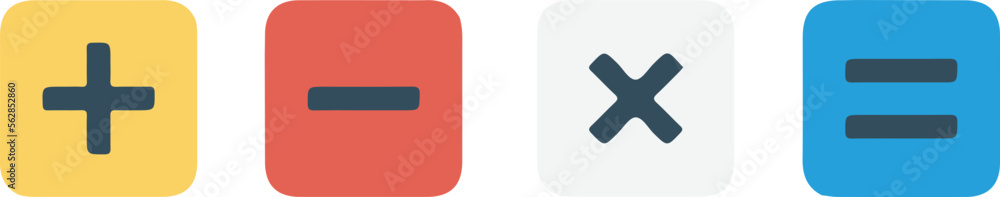 Basic mathematical symbol. Plus and minus icon set. Math symbol. Multiply icon. Equals symbol. Calculator button. business finance concept in vector. Basic mathematical symbol. Plus and minus icon set. Math symbol. Multiply icon. Equals symbol. Calculator button. business finance concept in vector.