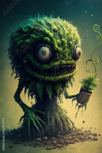 Cannabis monster, zombie, blunt weed flower bud cannabis marijuana, Generative AI