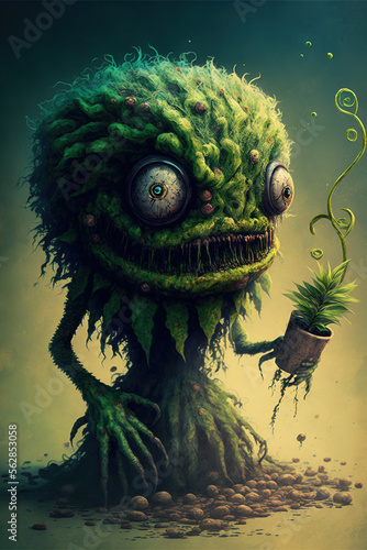 Cannabis monster, zombie, blunt weed flower bud cannabis marijuana, Generative AI photo