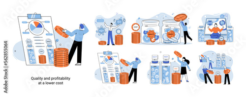 Quality and profitability at lower cost. Salary increase metaphor, profit margin. Earn on business inflation, investment, developing, coordinating sales. Management optimization of business processes