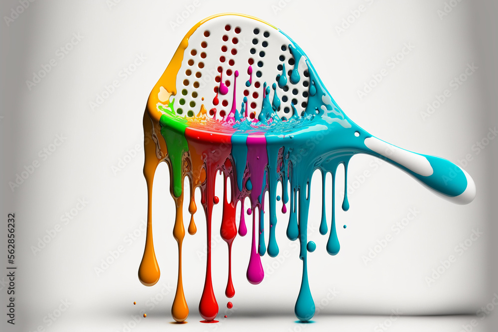 Foto melting dripping plastic forming padel racket, generative AI