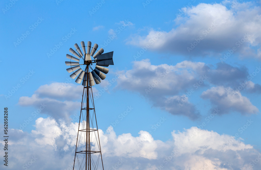 Windmill for pumping water on a rural property in the interior of the state of Sao Paulo, Brazil Windmill for pumping water on a rural property in the interior of the state of Sao Paulo, Brazil