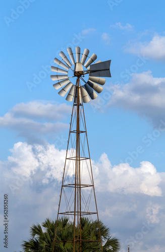 Windmill for pumping water on a rural property in the interior of the state of Sao Paulo, Brazil