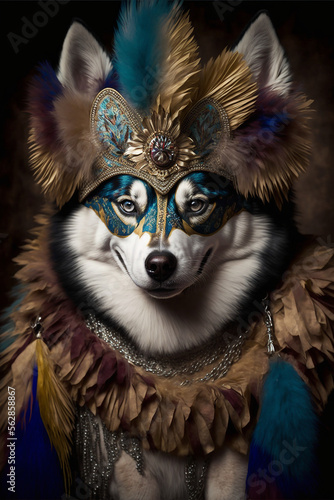 Husky - carnival mask, generative ai © ai_arts