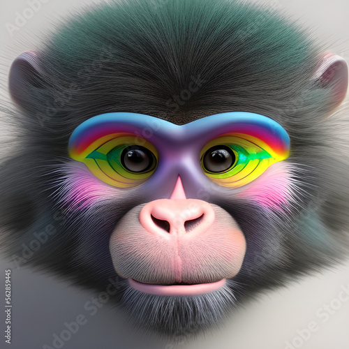 very cute fluffy rainbow monkey generative ai