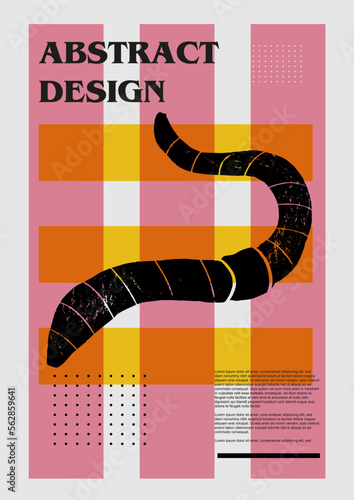 Worm. Vector poster with insects. Engraving illustrations and typography. Background images for cover, banner photo