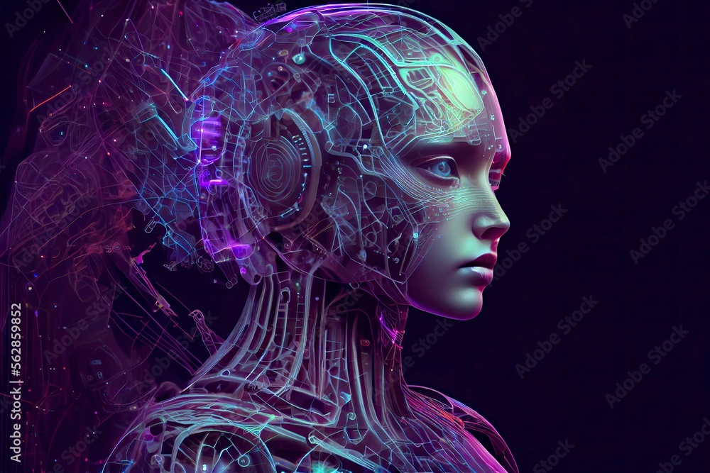 Obraz premium Artificial intelligence in a humanoid cyborg
