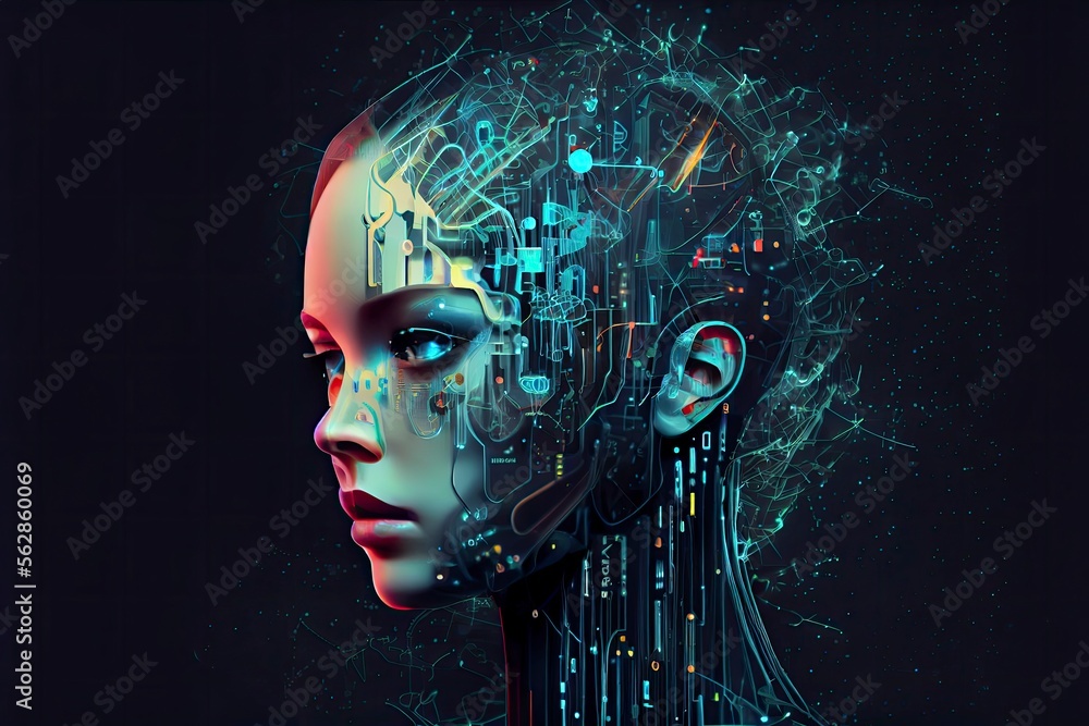 Obraz premium Artificial intelligence in a humanoid cyborg