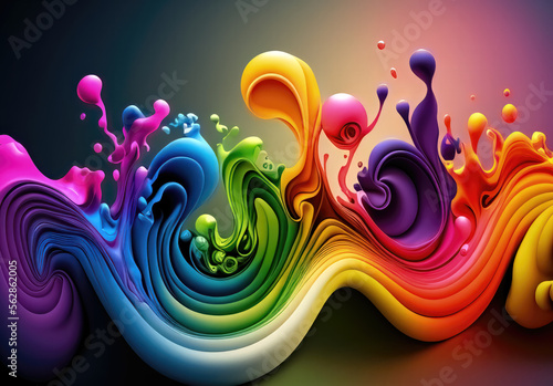 Fototapeta Fluid rainbow colors merging together, abstract concept for a desktop wallpaper, designed to represent ideals such as equality, pride, happiness, joy, self-confidence, freedom of expression