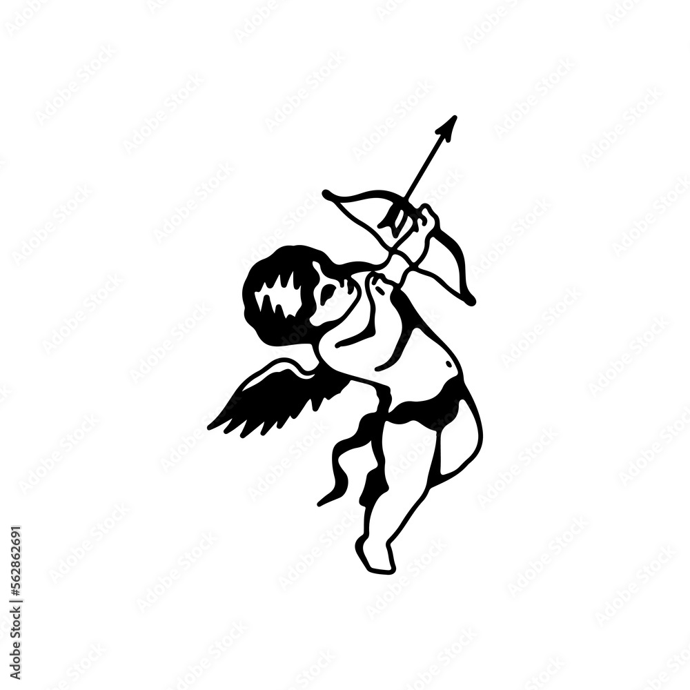 vector illustration of little angel with arrow vector illustration of little angel with arrow