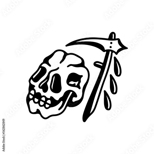 skull and weapon vector illustration