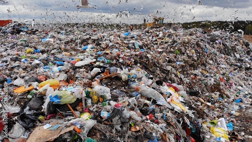 Large landfill near the metropolis in autumn.