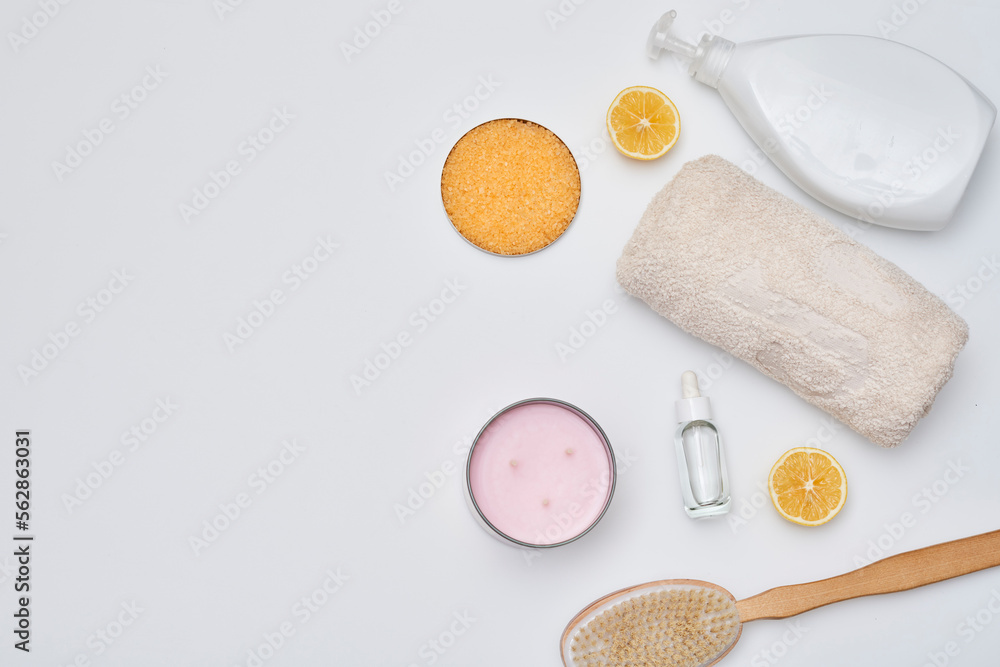 some items on a white surface with lemons, toothpasy and other things to be used for oral care some items on a white surface with lemons, toothpasy and other things to be used for oral care