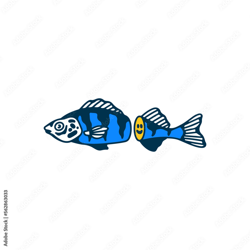 Fototapeta premium vector illustration of sea fish in half