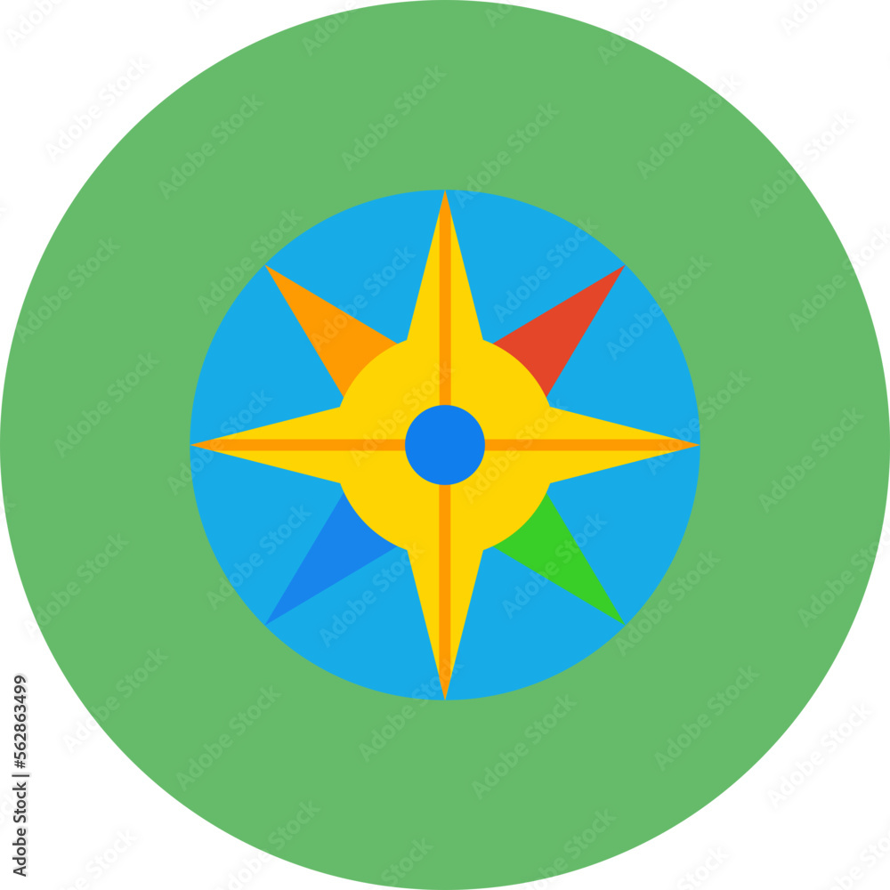 Compass Multicolor Circle Flat Icon Compass Multicolor Circle Flat Icon