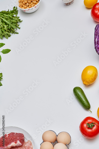 food on a white background with space for your text or image to be used in this post about what you need to eat