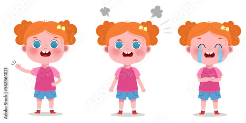 illustration three expressions of children