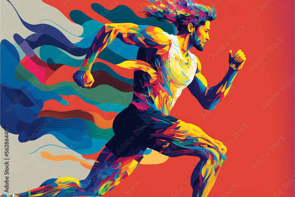 ilustração homem vector corredor esporte dinamico arte abstrata colorida 