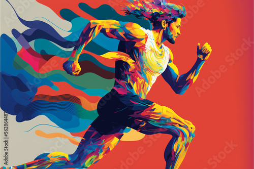 ilustração homem vector corredor esporte dinamico arte abstrata colorida 