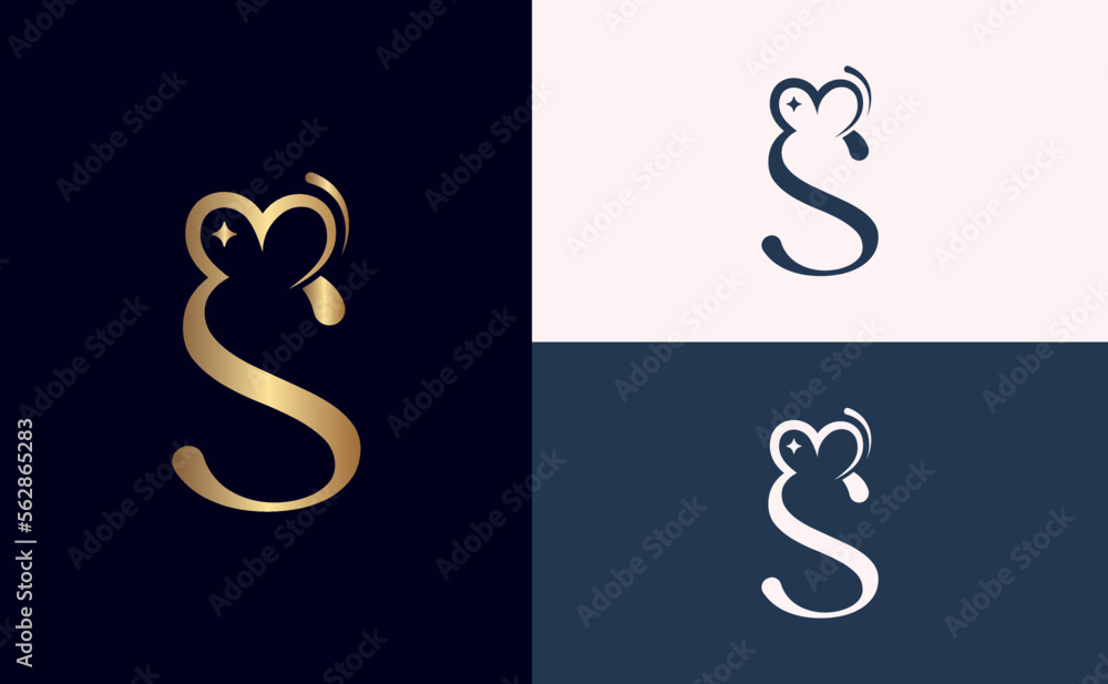 beauty logo design love spa massage letter S beauty logo design love spa massage letter S