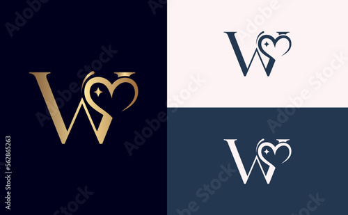 beauty logo design love spa massage letter W