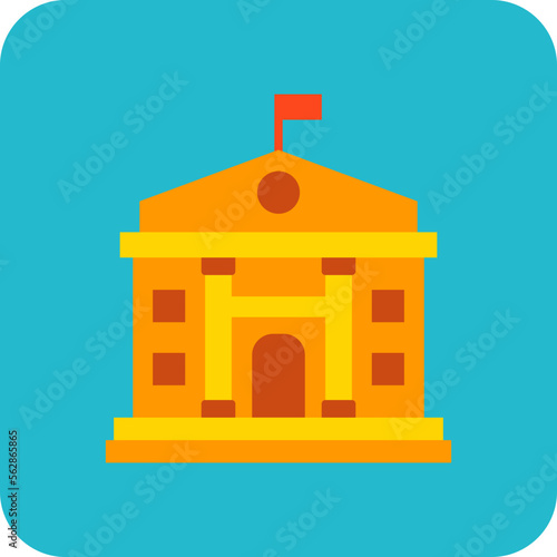 Government Multicolor Round Corner Flat Icon