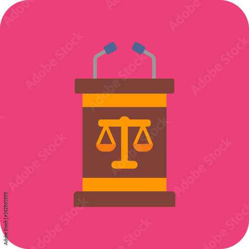 Tribune Multicolor Round Corner Flat Icon