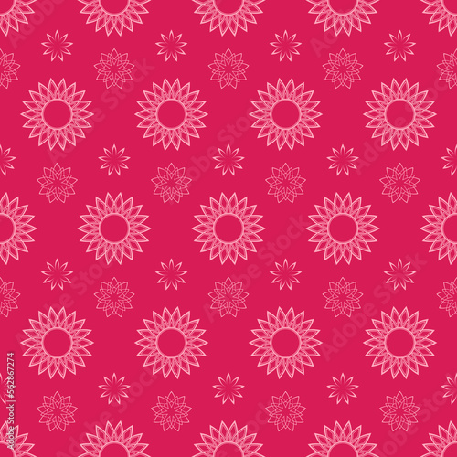 Simple floral seamless pattern for printing on fabric  wrapping paper  package or textile. Geometric repeating seamless pattern with different flowers.