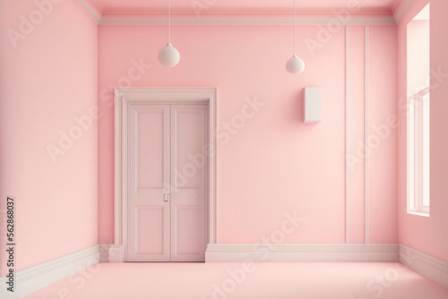 Pink clean minimal room interior copy space background. Generative ai.