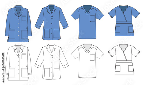 Slika na platnu Doctor and nurse clothing, suit, uniform
