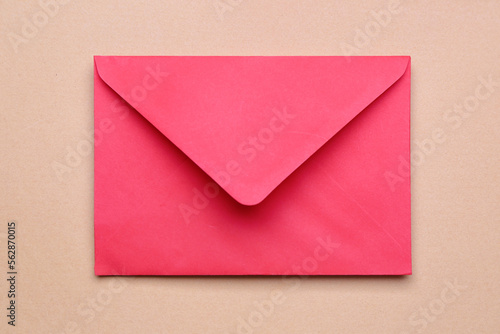 Red paper envelope on color background