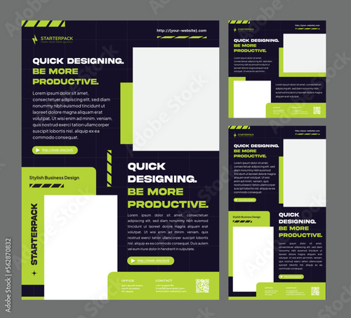 StarterPack in Purple Gradient for Quicker Promotion Needs - Modern lights designs for Flyer, Social Media Post Feed & Story
