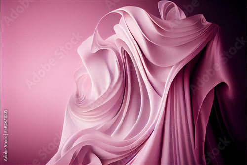 Pink delicate flowing veil with folds falling down, generative AI